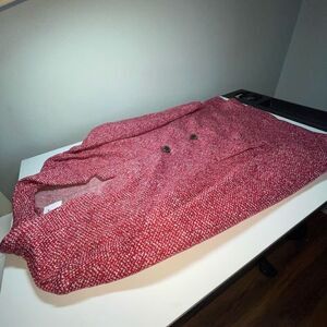 - Red herringbone pea coat, size Small NWOT￼